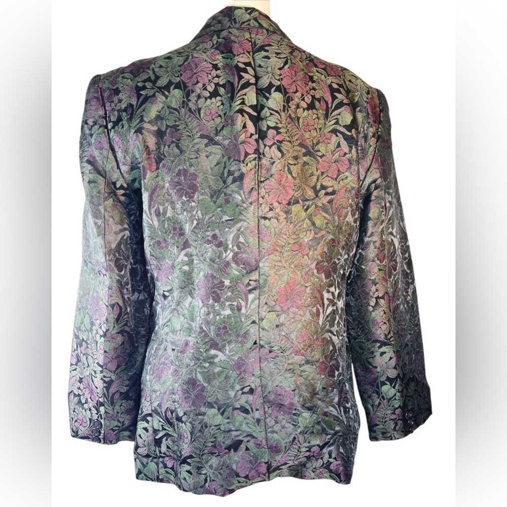 Floral Brocade Blazer - Iridescent Green & Purple - Picture 7 of 9